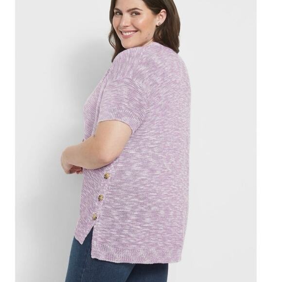 Lane Bryant NEW Plus Size 18-20 Lavender White Button Chunky Knit Cardigan - Picture 1 of 11